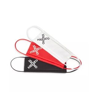 Kenzo Black, Red & White Logo Face Mask Trio